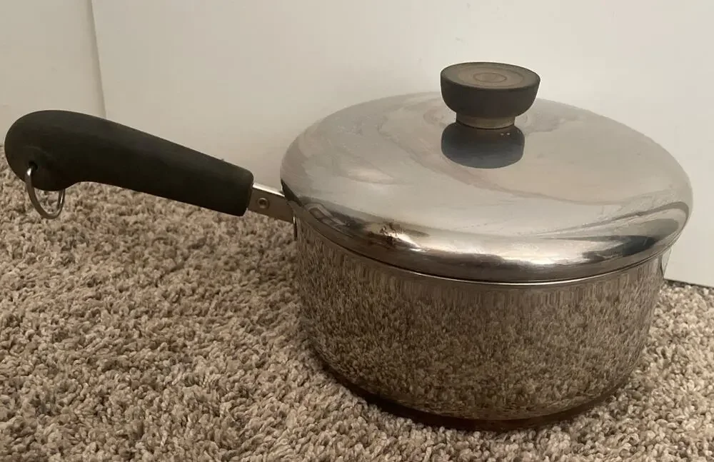 Vintage Revere Ware 2 Quart Saucepan Pot w Lid 1801 Stainless with Copper Bottom